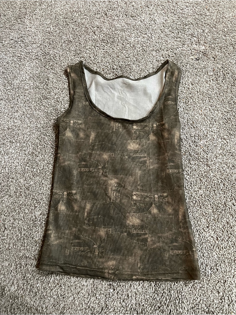 Women's Mesh Metallic Bronze Scoop Neck Tank Top